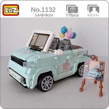 LOZ 1132 Veículo Modelo Verde da Flor Abrir o Carro Balão Árvore Planta Cavalete, Modelo Mini Blocos de Tijolos de Construção de Brinquedo para as Crianças sem Caixa