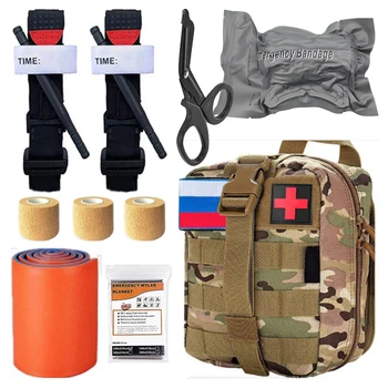 Tática de sobrevivência, kit de GATO torniquete Israel curativo fratura tala trauma kit Molle militar aventura de camping kit médico