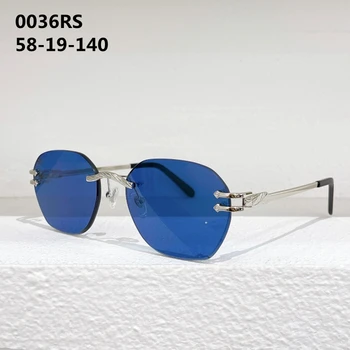 0036RS Original Titânio Puro Polígono de Óculos com Armações de Mulheres de Luxo, Qualidade de Óculos sem aro, com Receita de Acessórios de Moda