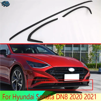 Para Hyundai Sonata DN8 2020 2021 fibra de Carbono estilo Banhado Antes de O Bar Tampa do pára-choque do Escudo de Guarnição de Moldagem Grade Inferior