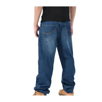 Novo Largas Calças De Brim De Mens De Calças De Hiphop Solta Skate Jeans Homem Jeans Tamanho Grande 30-46
