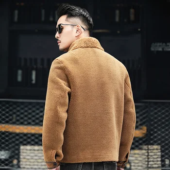 Casaco de pele de Homens 2023 Real Tosquia de Ovelhas de Lã Mens Casaco de Inverno coreano Plus Size Coats Campera Hombre YM1301 KJ3372