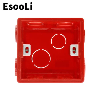 EsooLi Vermelho de Montagem de Parede, Caixa de 86 Cassete Traseira Branca Caixa Para 86mm*86mm Padrão da Parede, Interruptor do Toque e Soquete Com USB