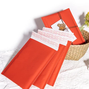 50Pcs Vermelho Envelopes Bolha Papel Kraft, Saco Bolha à prova de Choque de Transporte de Sacos com Bolha Embalagens Impermeáveis, Saco do Presente 18x23cm