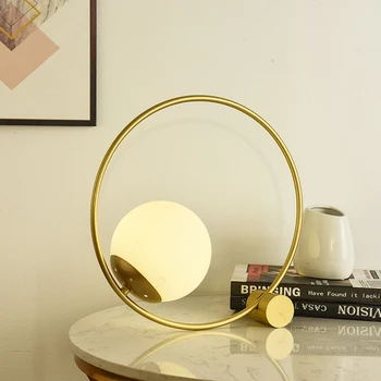 Luxo ouro lâmpada de tabela para o quarto de cabeceira de luz moderno e minimalista flexo escritorio lâmpada de mesa led metais vidro lua lâmpada 110V22V