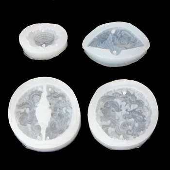 4PCS de Silicone Pingente Molde de Resina Esculpida em Jade Flor de Lótus de Jóias fabricação de Ferramentas