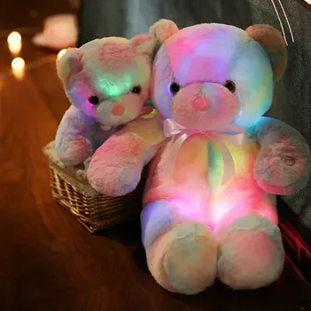 30/50cm Novo anúncio de Luz LED Ursinho de Pelúcia de Animais Brinquedo de Pelúcia Colorida Brilhante de Presente de Natal para as Crianças Travesseiro