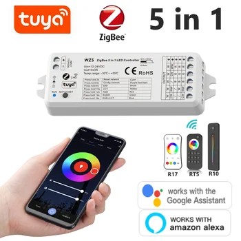 TUYA Zigbee, wi-FI Smart LED Controlador de 12V 24V para o DIODO emissor de Luz de Tira 2,4 G RF Remoto o Controlo por Voz Funciona com Alexa Inicial do Google WZ5