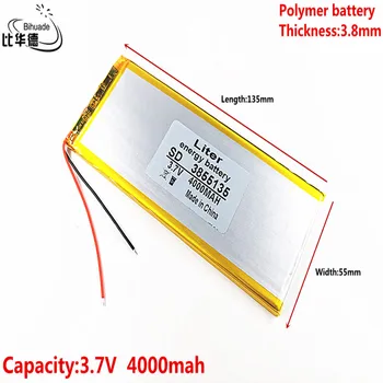 Litro de energia bateria de 3,7 V,4000mAH 3855135 (polímero de íon de lítio de bateria) bateria de iões de lítio para o pc da tabuleta de 7 polegadas, 8 polegadas a 9 polegadas