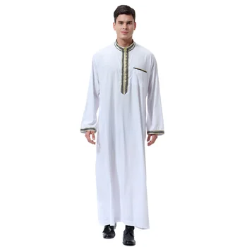 Muçulmano Túnica De Manga Longa Stand Colarinho De Cor Sólida Moda Casual Paquistão, Arábia Saudita Homens Oriente Médio