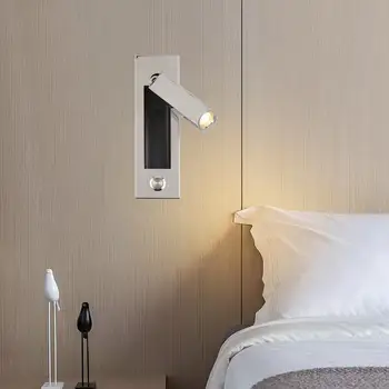 Led, lâmpada de parede, uma rotação de 360 graus do tampão da lâmpada, lâmpada de cabeceira na sala, o quarto, o hotel cabeceira da lâmpada, interruptor