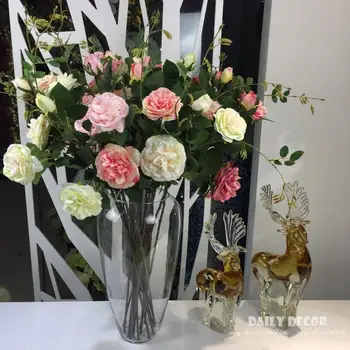 atacado agradável de 3 cabeças 90cm Longo artificial peônia flores decorativos do casamento Austin Rose flores de altura de pé de seda flor 10pcs