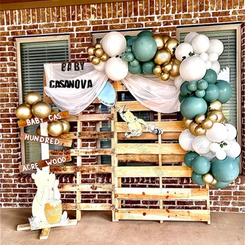 100pcs Dobrou Sage Balão Verde Garland Arco Kit de Creme de Pêssego de Aniversário, Decoração de Casamento Bola Conjunto de Chuveiro de Bebê para festas