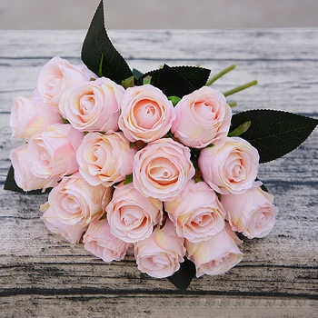 18Heads/grupo de Noiva de Seda Falso Rosas Artificiais para Casamento Segurando DIY flores fleur artificiel de Flores em Casa a Decoração do Casamento