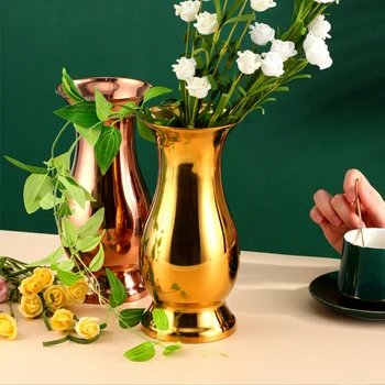 1Pc Criativo Vaso de Trabalho de Decoração Nórdica Minimalista de Aço Inoxidável da Cor do Vaso Villa Sala de estar, Mesa de Jantar Vaso Ornamentos