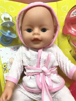 [Engraçado] Simulação de moda 35cm Pode Piscar os olhos,Beber,Chorar,Mijar , gritando modelo roupão de banho Renascer banheira de Bebê Bonecas menina de presente