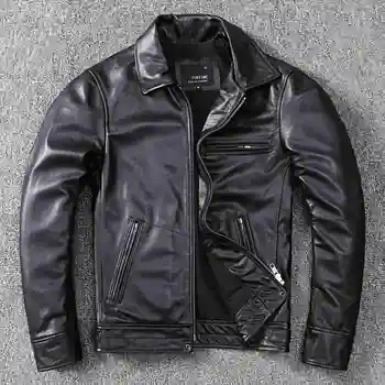 couro clássico, casual frete Grátis.casaco preto.mens casaco de couro de qualidade.o tamanho mais macio motociclista slim roupas de couro.
