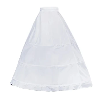 Mulheres De Camada Única De 3 Aros Brancos Anágua De Casamento Gridal Vestido Vestido De Noiva Crinolinas Cordão Da Cintura De Uma Linha De Underskirt