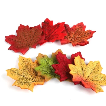 100Pcs/Monte Artificial de Folhas de Bordo de Simulação de Falso Folhas de Outono Folhas de Outono Para a Casa, Festa de Casamento, Decoração de Tecido Maple Leaf