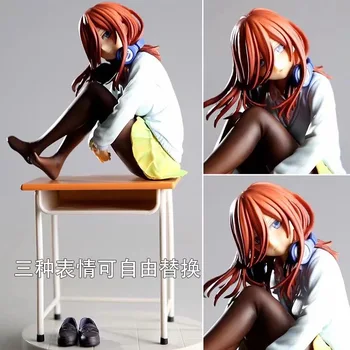 19CM Anime Novo Nakano Miku A Quintessência de Quíntuplos Figura Kawaii Secretária Miku Sentado Modelo de Ação de PVC Estático Brinquedos Boneca de Presente