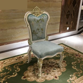 Estilo europeu cadeira de jantar de pano bordado arte suave cadeira do saco de moda todos os sólidos de madeira mesa de jantar cadeira de família