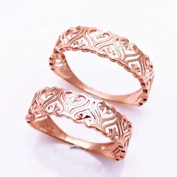 585 roxo de ouro 14K ouro rosa novo formato de coração estrela anéis de casamento para casais do projeto original doce encanto de luz de jóias de luxo