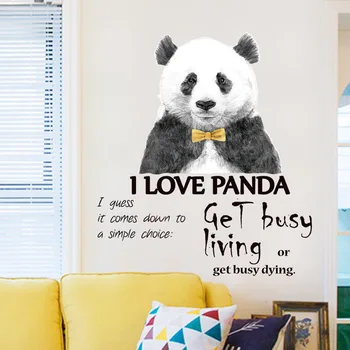 Dos desenhos animados do Panda Porta Etiqueta Personalidade Criativa de Vinil Cartaz para o Quarto Sala Decoração Impermeável Colar Adesivo de Parede