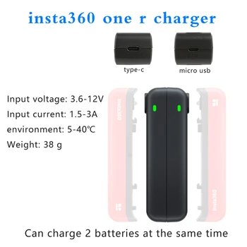 Cubo de carga rápida para insta360 um r, acessórios de carregador de base de duas bateria fornecer USB TIPO de interface C