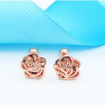 585 Roxo Banhado a Ouro 14K Ouro Rosa Geométrica Flor brincos para mulheres moda glamour orelha studs clássico jóias