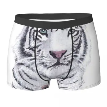 O Tigre Branco E Filhote De Cueca Animal Homens Shorts, Cuecas Elástico Boxershorts Quente Impressão Plus Size Calcinha