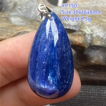 Colar Pingente Azul Natural Cianita Jóia de Cristal Para a Mulher Lady Homem Presente de Contas Olho de Gato Efeito de Prata Gota de Água de Pedra AAAAA