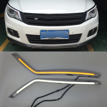 LED luzes da testa farol data do ajuste para o vw Tiguan 2012-2015 peças com amarelo indicador de direção de Veículo
