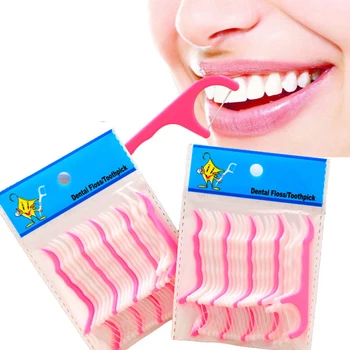 100Pcs/Monte Dental Descartável Flosser Escova Interdental Dentes Vara Palitos de dente Fio dental Escolher Oral Goma de Limpeza dos Dentes Ferramenta de Cuidados