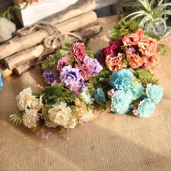 Flor Artificial Cravo Buquê Para a Casa, Decoração de Casamento Presente do Dia da Mãe da Noiva Segurando Flores de Parede de Flores Artificiais