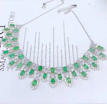 luxo elegante verde esmeralda, pedra preciosa natural colar para mulheres de presente da jóia de prata com festa estilo natural gem de festa