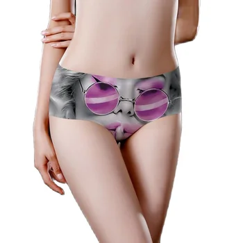 Gelo Seda Traceless lingerie Sexy Mulheres Calcinha Criativo Garota da Capa Impressão 3D Respirável dos Resumos do Hip-Wrap Cuecas Soft Lingerie