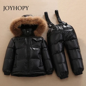 -30 graus Rússia de inverno, roupas de criança roupas de menina conjuntos para o ano novo Bebê meninos parka casacos de down coats Crianças de neve desgaste