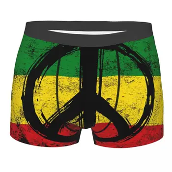 Rasta Bandeira Com o Símbolo da Paz Boxer Shorts Homens Impressos em 3D Masculino Trecho Reggae Cueca Calcinha Cueca