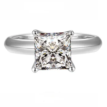 100% Ouro 14K anel 2ct D cor VVS Moissanite Anel de Diamante anel de Casamento Com certificado nacional D05
