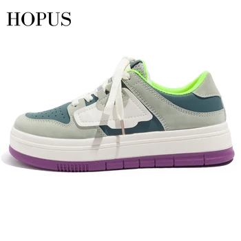 HOPUS Designer de Sapatos Para as Mulheres 2023 Nova Primavera de Alta Qualidade Sola Grossa Mulheres Tênis Respirável Misto-Cor de Moda Casual
