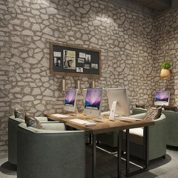 3D tridimensional retro tijolo de pedra pedra pedra pedra da cultura industrial do vento papel de parede loja de roupas restaurante cinza antigo