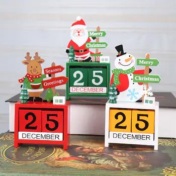 Natal Mini Madeira Contagem Regressiva Calendário Ornamento Ajustável Data De Filhos Presentes De Natal Para O Desktop Dropshipping De Decoração