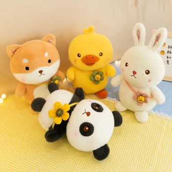Bonito nova Simulação de desenhos animados coelho Branco panda pato travesseiro de pelúcia confortável calmante boneca fashione decorar presente de aniversário