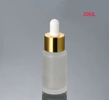 100pcs vazio 20ML fosco vazia conta-gotas do frasco de vidro com ouro e top branco ,claro frost 20ml de vidro frasco conta-gotas atacado