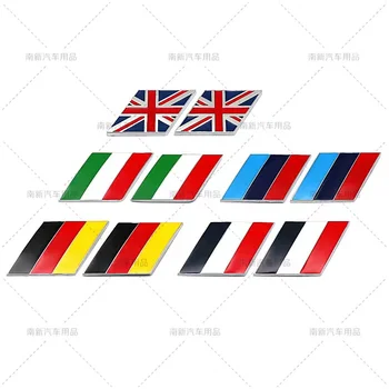 2PCS borda Chanfrada bandeira do metal adesivos Reino Unido Itália França Alemanha bandeira adesivos de carros