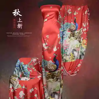 Novo Guo Feng Pesado Trecho Soteil Personalizado Floral Amoreira Real Impressão De Seda Tecido Do Vestido Cheongsam