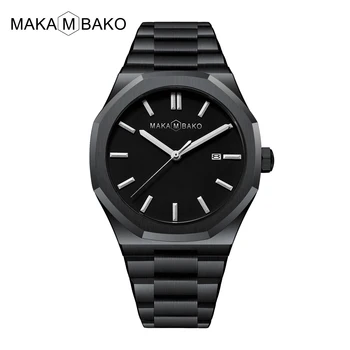 Relógio Masculino de Moda de Luxo Homens de Negócios Prata Preto de Aço Inoxidável Movimento Japonês Impermeável Homens Relógio de Pulso de Quartzo