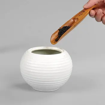 1Pcs Chá Acessórios Chinês Kongfu de Bambu Madeira/Plástico Estilo Retro Natural Colher de Chá Delicado Colher Portátil Colher de chá de Bambu