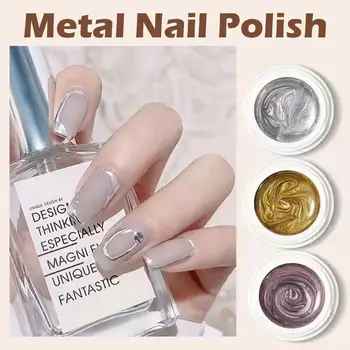 Metalizado Pintura de Gel polonês Espelho Brilho DIY de Unhas de Gel Arte de Gel Soak Espumante Prata Unhas Roxas Fora de Desenho Ouro Azul Po D6C8