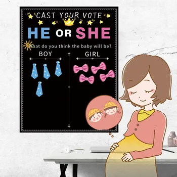Gênero Revelar Jogos de Partido Kit de Menino ou Menina Equipe de Voto Jogo de Cartaz com Adesivos de Gênero Revelam Chuveiro de Bebê Decoração do Partido